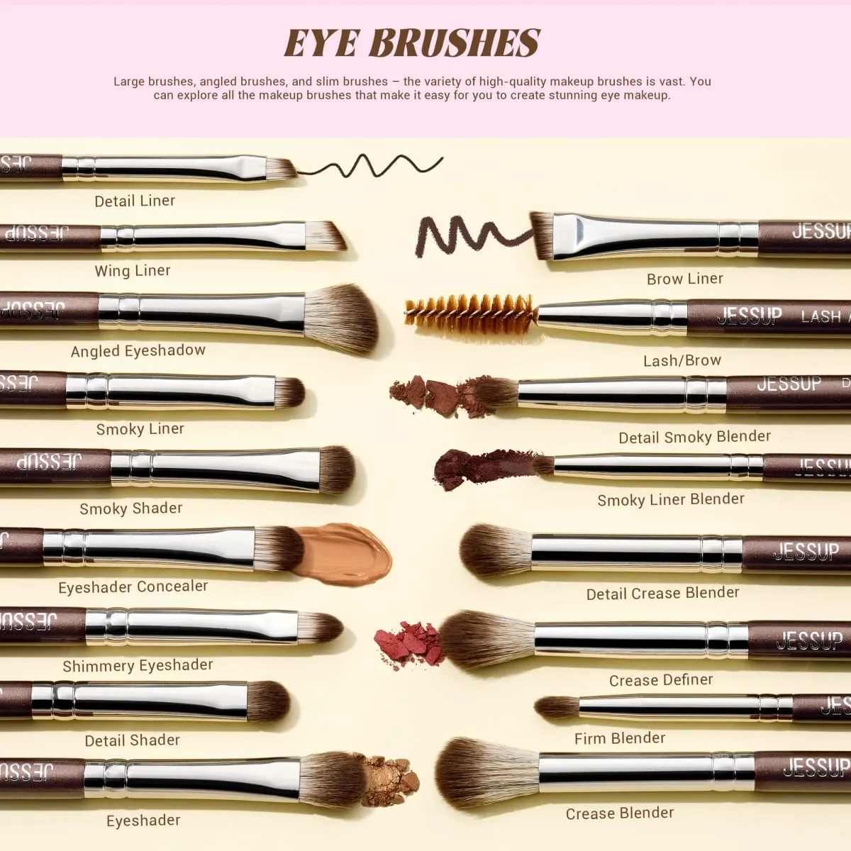 Jessup Makeup Brushes Set 15/25pcs Premium Synthetic Brown Make up Brushes Foundation Eyeshadow Concealer Blush Eyeliner T511
