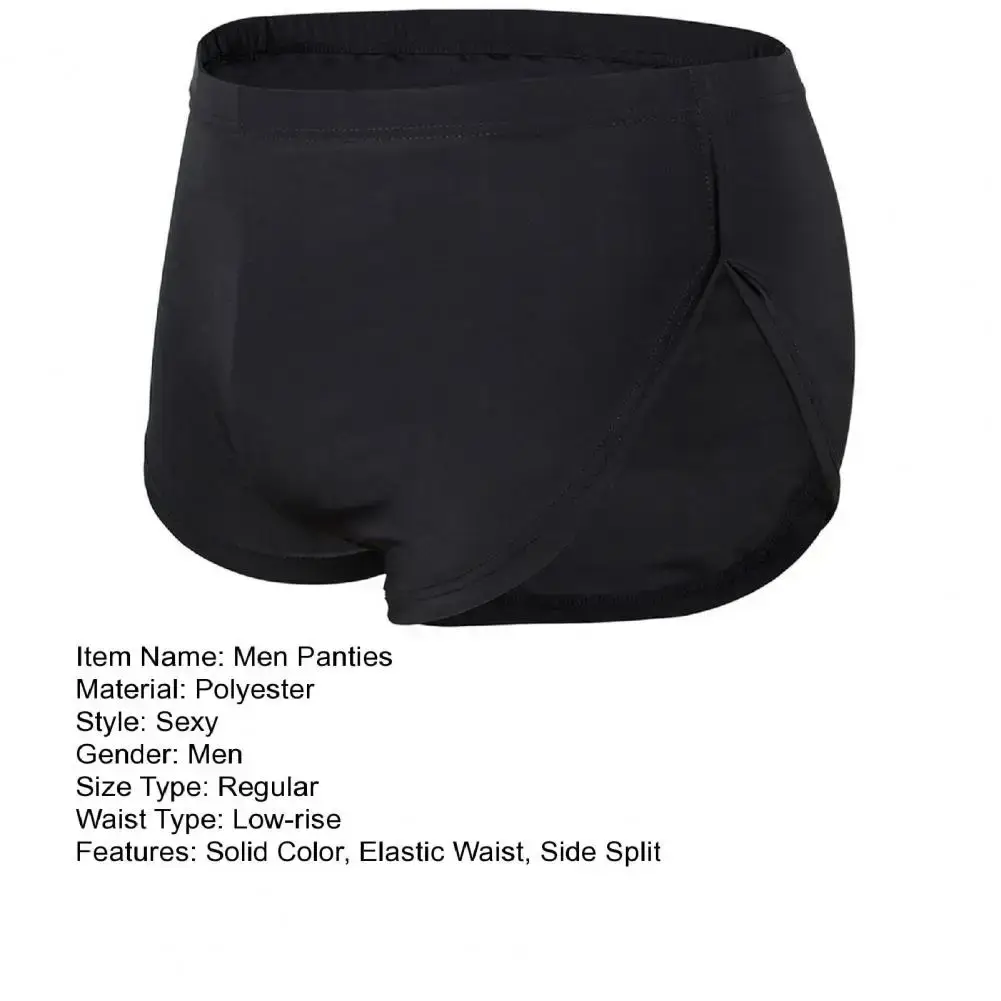 Homens cor sólida respirável shorts de cintura baixa calcinha elástica cintura lateral split gelo seda lounge shorts cuecas pijamas — image 8