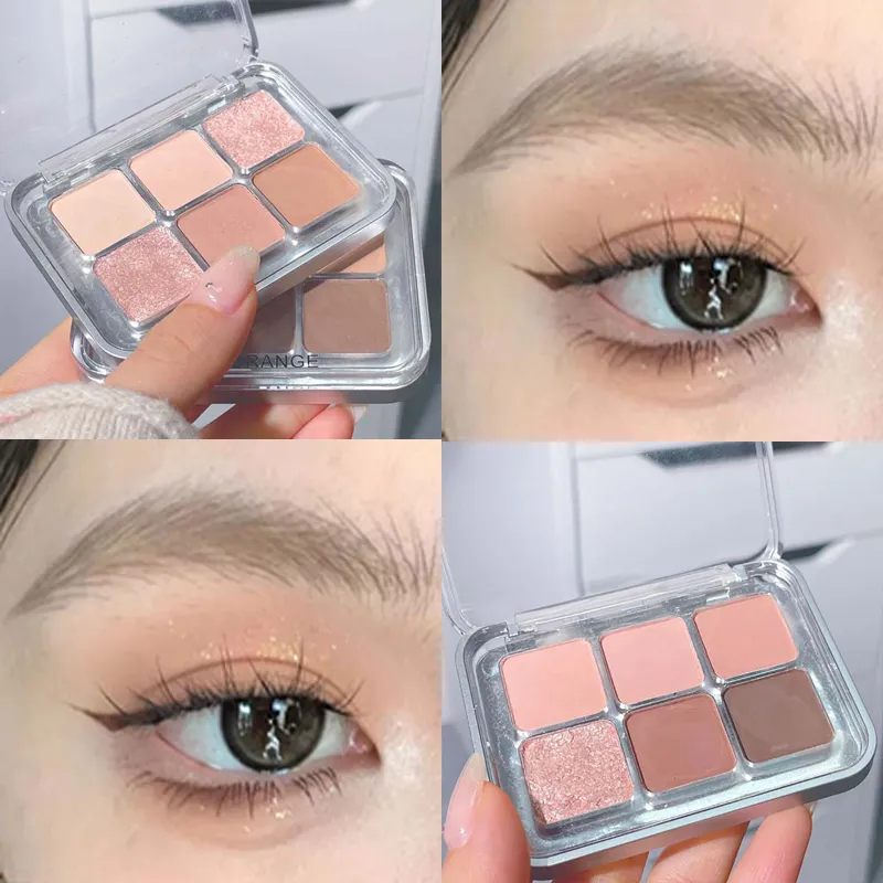 Grey Rose Shimmer Matte Eyeshadow Palette 6 Colors Glitter Earth Color Low Saturation Eye Shadow Pigment Long Lasting Cosmetics — image 5