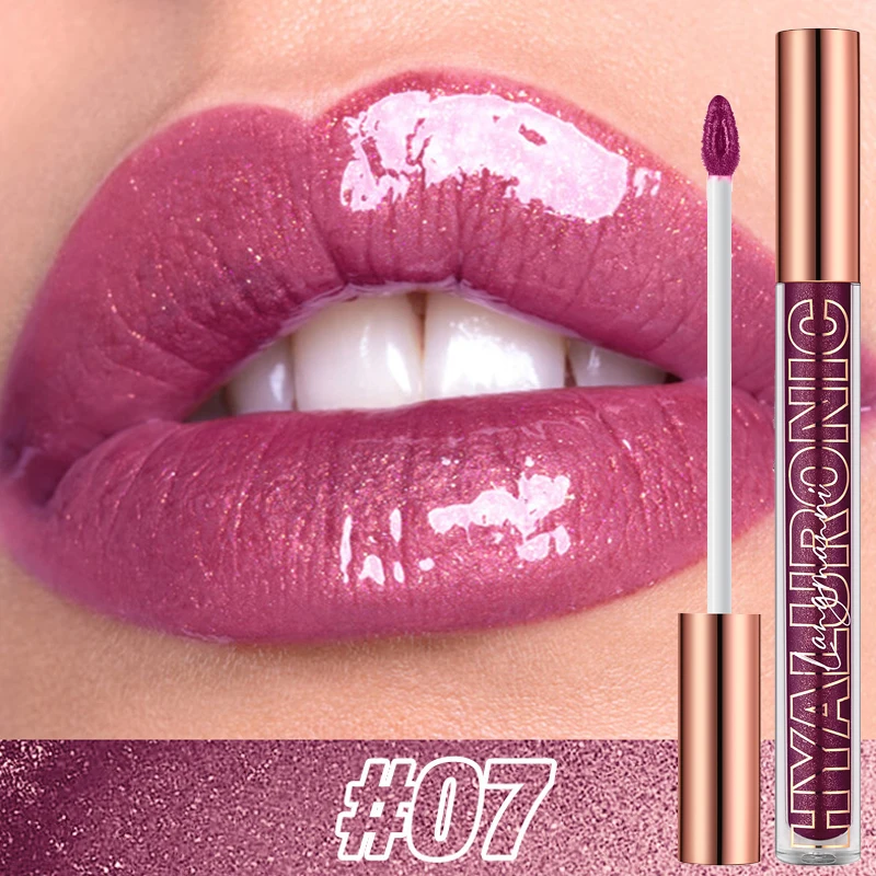 Pearlescent Glitter Plumping Lip Gloss Diamond Glitter Nude Pink Liquid Lipstick Shiny Glass Waterproof Sexy Lip Tint Lip Makeup — image 3