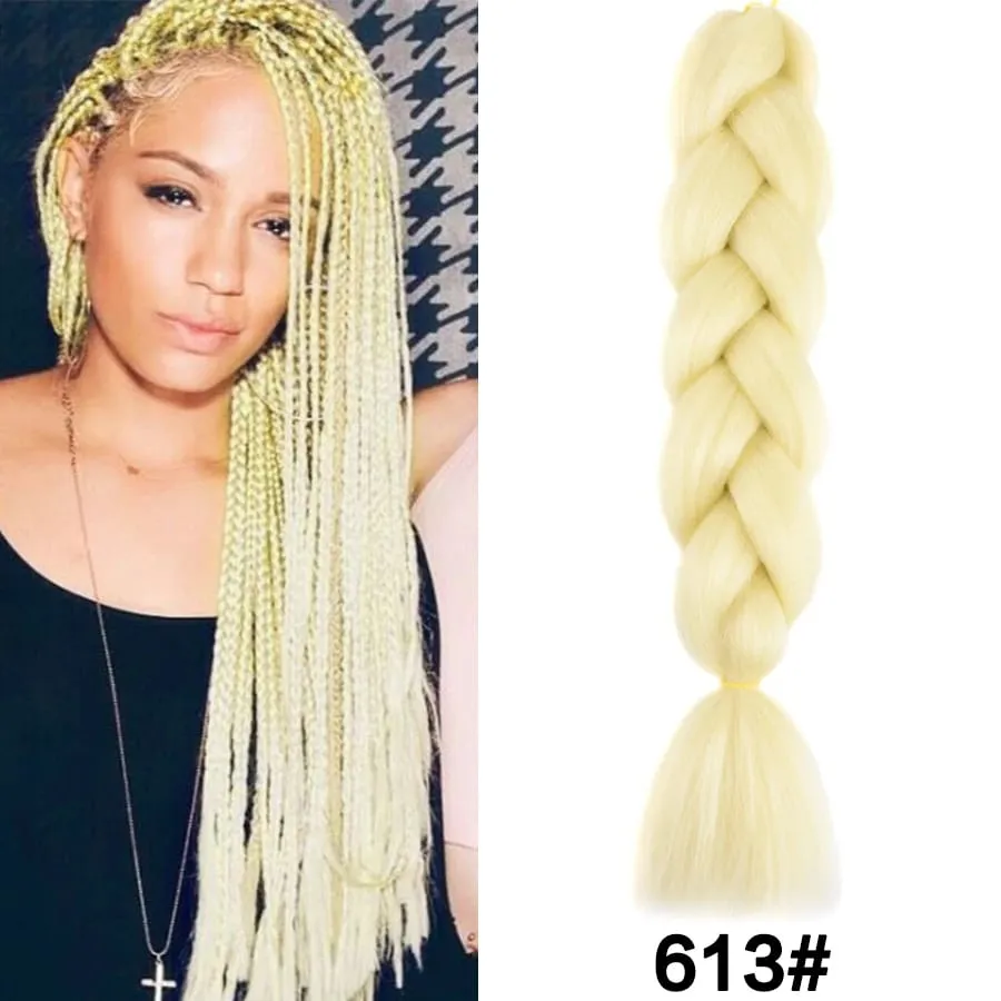 24 Inch Synthetic Jumbo Braid Pure And Ombre Braiding Hair Extensions For Women DIY Jumbo Hair Braids Black Green Gray Brown — image 17