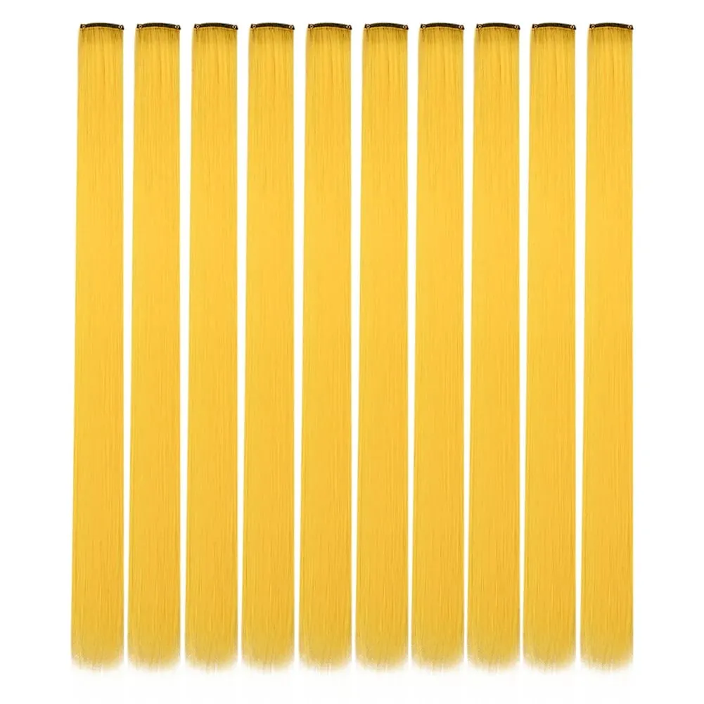 10PCS/Pack Colored Party Highlights Clip in Hair Extensions for Girls 22 Inches Omber colors Straight Hair Synthetic Hairpieces — image 36