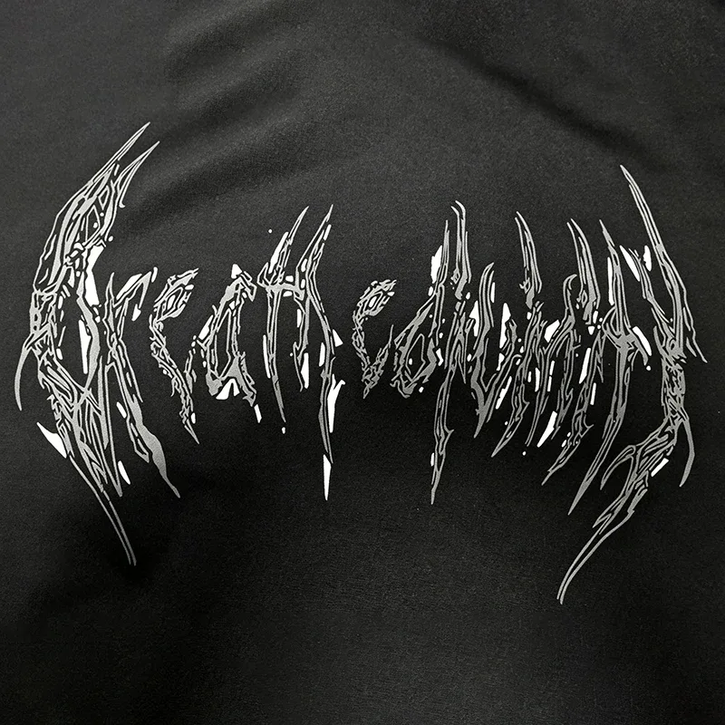 Men Alt Gothic Pullover Hoodie Y2k High Street American Style Dark Thorn Print Fleece Lined Loose Biker Fall Winter Sweatshirt — image 9