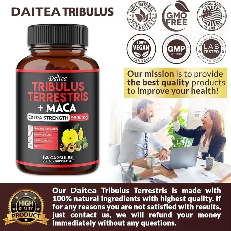 Daitea Tribulus + Maca Extract Capsules - Extra Strength 9600 Mg - Energy Endurance & Natural Energy Non-GMO — image 6