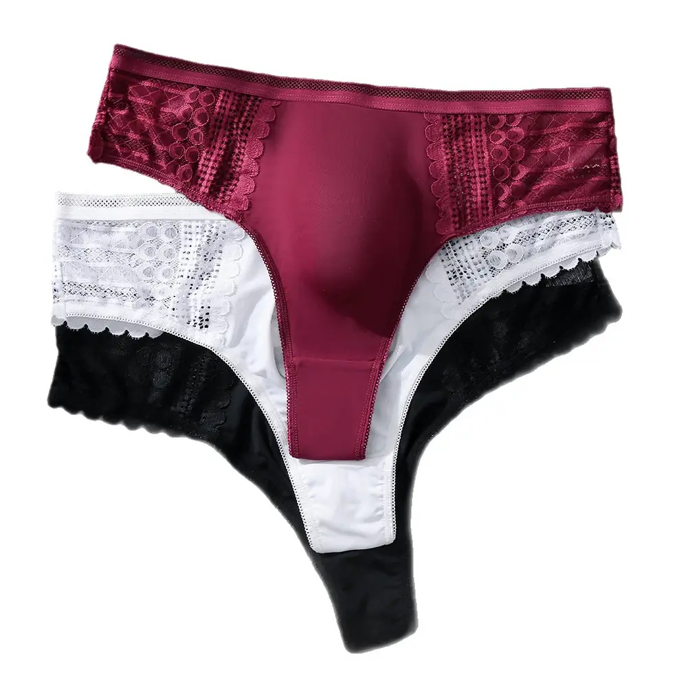 1pc Männer Sexy Spitze Slip Nahtlose Eis Seide G-String Unterwäsche 3D Ausbuchtung Beutel Solide Tanga Hohe Elastische Atmungsaktive höschen — image 2