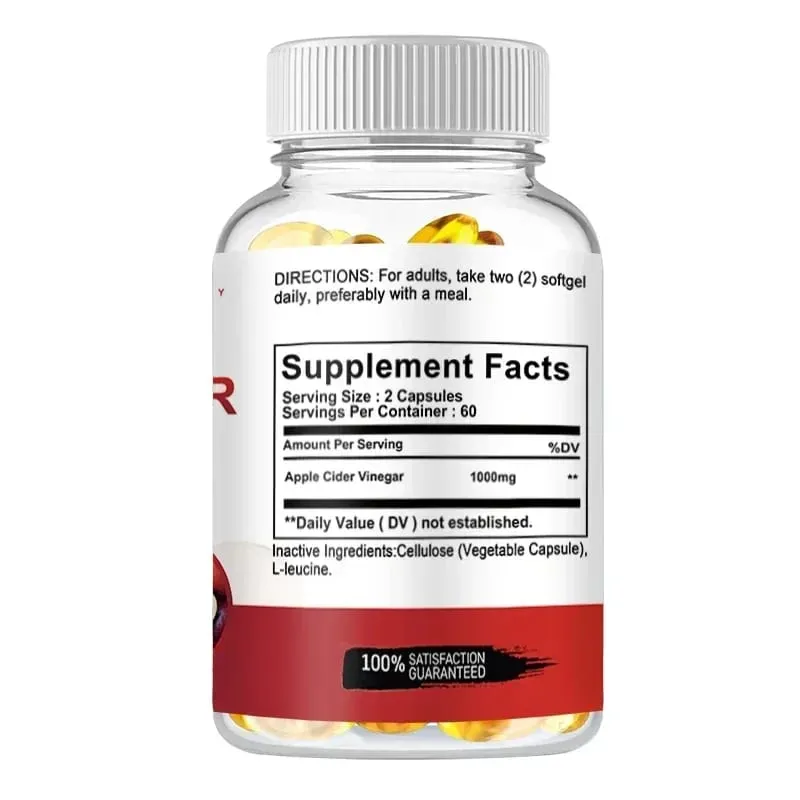 Apple Cider Vinegar Capsules - Supports Digestive Health Natural Detoxification Constipation Relief Healthy Weight Management — image 2