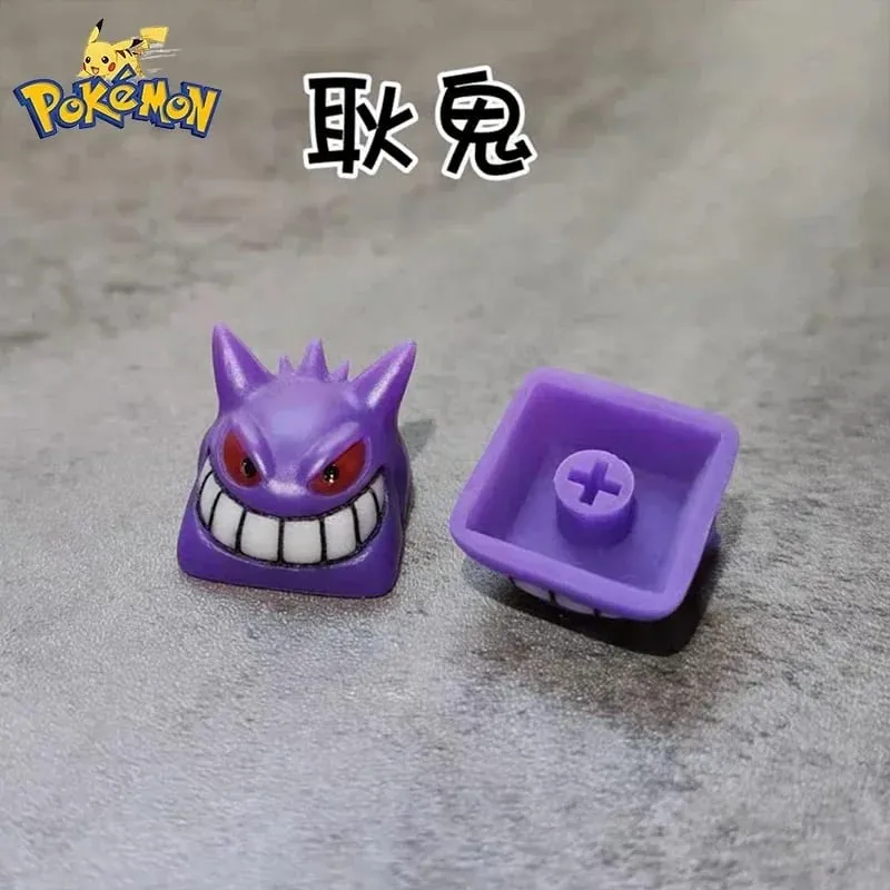 Pokemon Anime Cute Tail Keycaps Pikachu Gengar Eevee Keyboard Cap for Cross Shaft Mechanical Keyboard 3D Resin Keycaps Best Gift