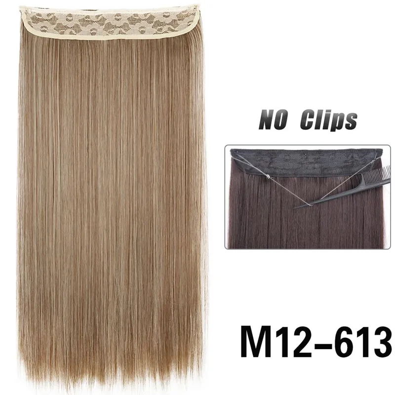 No Clips Hair Extensions Invisible Wire Long Straight Synthetic False Hair Piece 80cm Black Brown Blonde Hairstyle — image 33