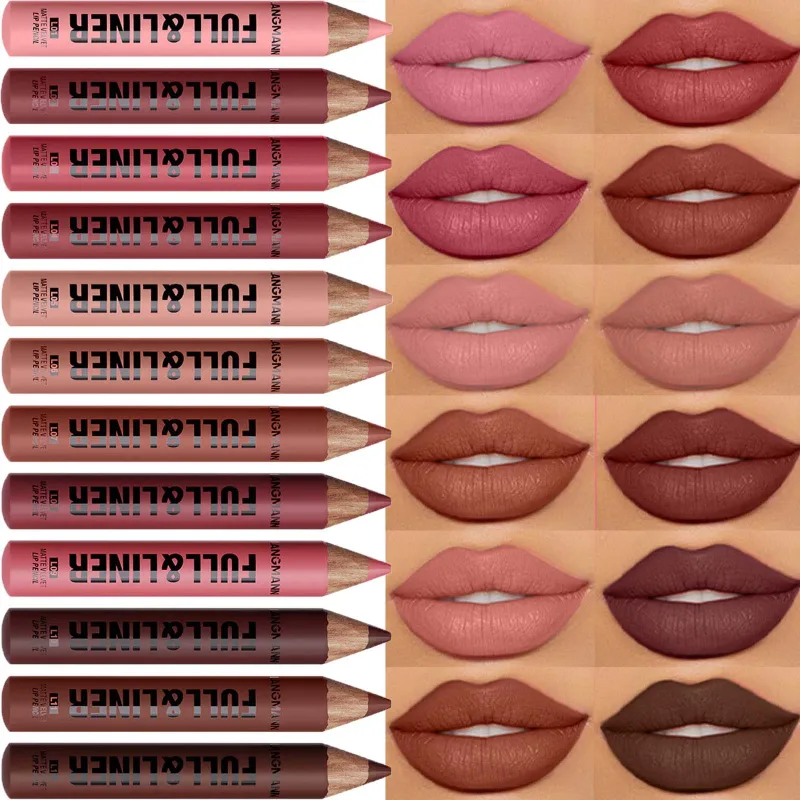 Waterproof Matte Lipliner Pencil Brown Contour Tint Lipstick Pen Long Lasting 12 Color Wooden Lip Liner Pencil Full-lip Makeup — image 3