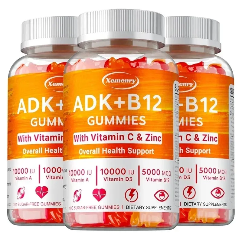 Vitamin D3 K2 + Vitamin B12 Gummies - Strengthen Bones Promote Brain and Cardiovascular Health Relieve Joint Pain