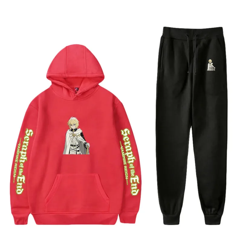 Harajuku cómodo Seraph of the End estampado sudadera pantalones de chándal traje sudaderas con capucha + pantalones traje niños/niñas conjunto de 2 piezas ropa — image 18