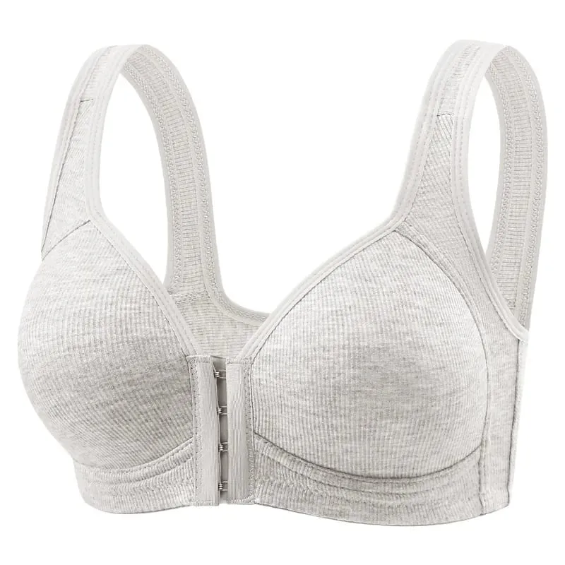 Women's Bra Wire-Free Front Closure Solid Color Full Coverage Fixed Cups Women Seamless Large Size Comfort Underwear — image 7