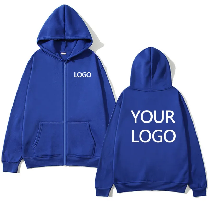 DIY Personalised customised logo men's street hoodie zip front sports sweatshirt women's casual knitted hoodie couple's gift — image 7