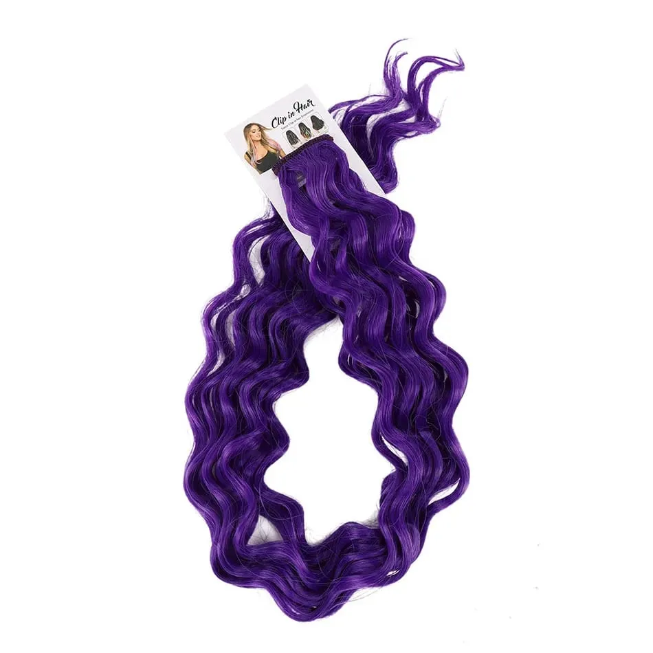 24Inch Deep Wave Hairpiece Synthetic Hair Extensions 10 Pcs/Set Clip In Hair Extension Multiple Pure Color Clip In One Piece