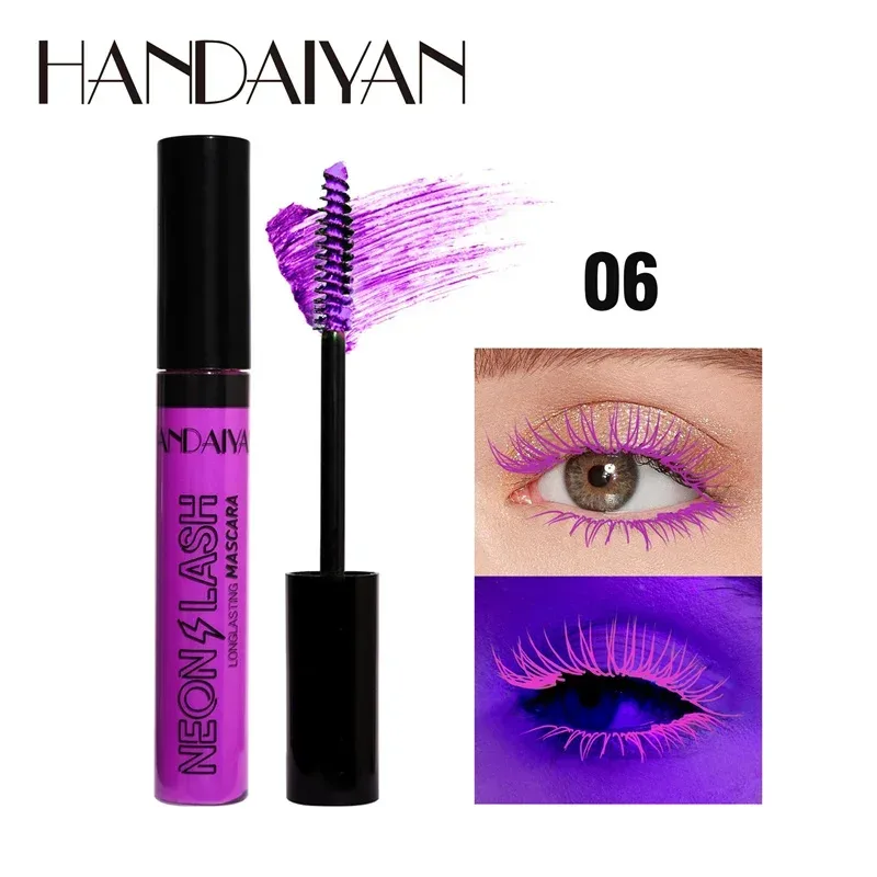 Fluorescence Mascara Waterproof No Blooming Fast Dry Colorful Neon Eyelashes Curling Yellow Blue Lengthens Eye Lashes Cosmetics — image 9