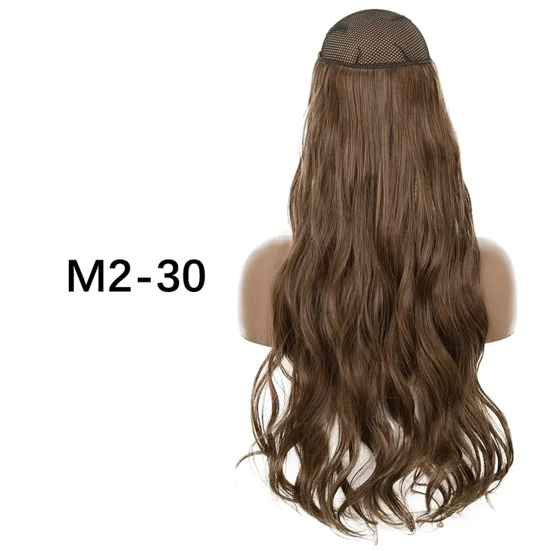 Synthetic No Clip Hair Extensions Natural 16 22 32" Long Wavy Invisible Wire One Piece False Hairpiece For Women