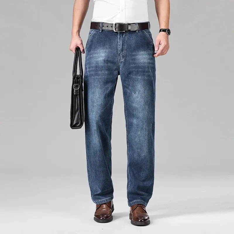 2026 letnie męskie Business Casual cienkie proste dżinsy 90% bawełna miękka rozciągliwa tkanina workowate spodnie dżinsowe męskie spodnie markowe — image 6