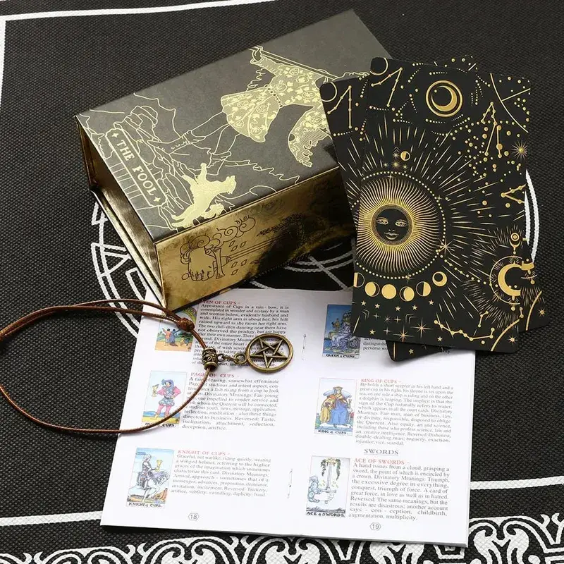 Pink Box Tarot Card Rider Gold Foil Exquisite Chess Card Game Divination Card Collection PVC Waterproof Board Cards Games — image 13