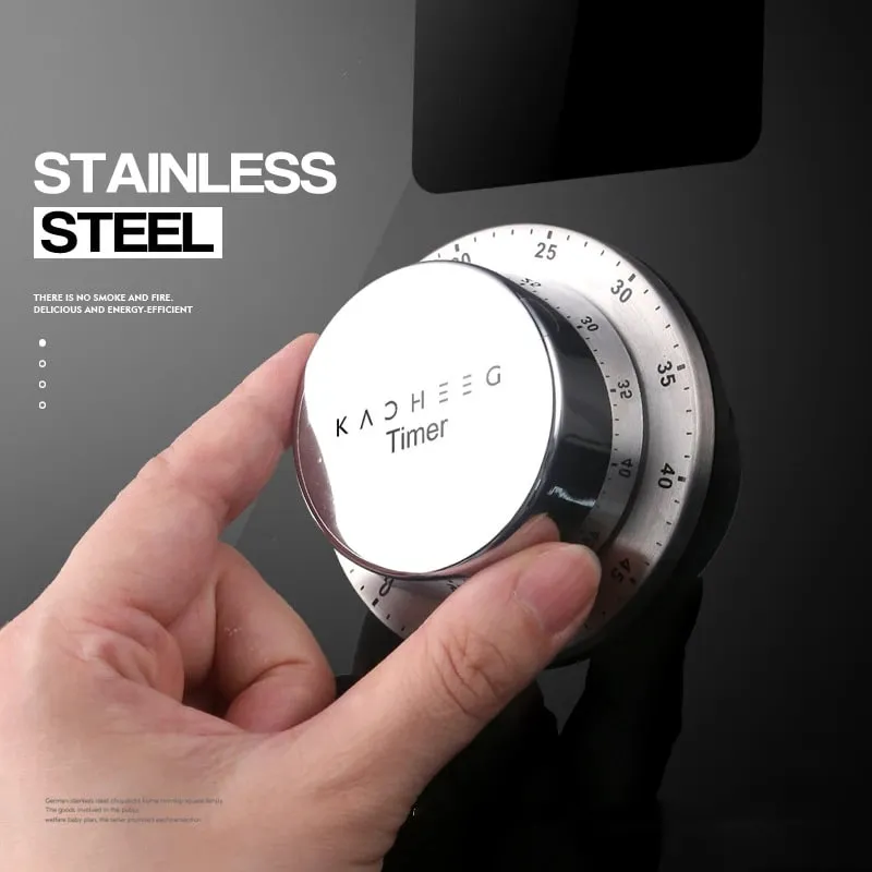 Luxury 304 Stainless Steel Kitchen Timer Magnetic Back Cooking Timing Tool Textured Stopwatch Chronograph for Fitness and Study