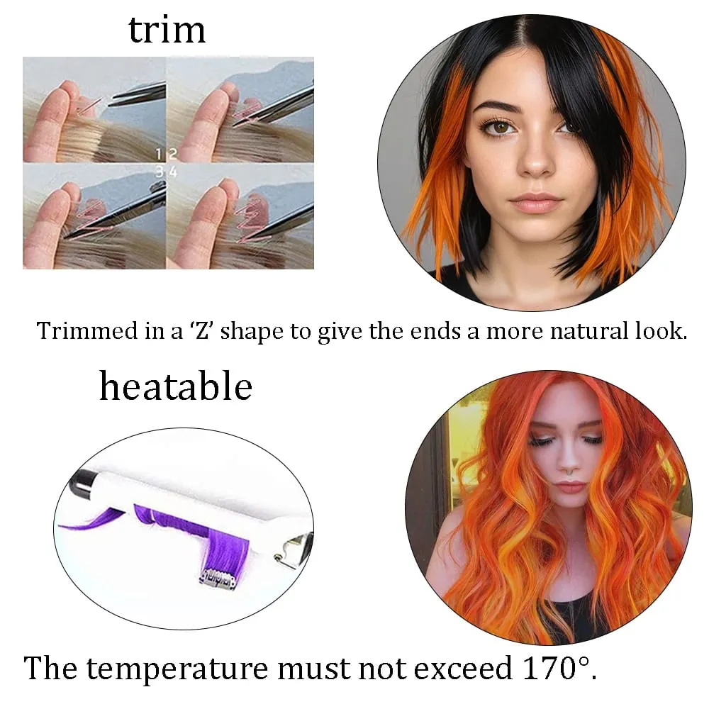 22 inches12pcs/pack Colored Party Synthetic Clip in Hair Extensions for Girls Multi-colors Straight Hair Synthetic Hairpieces — image 5