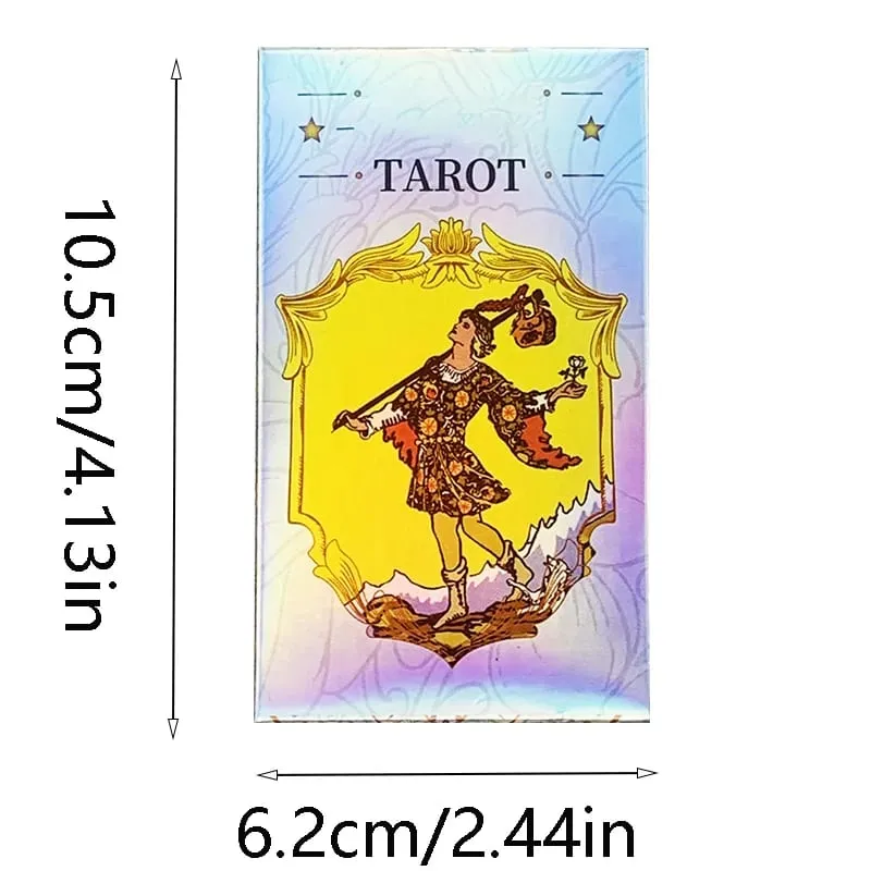 Jeu de Tarot holographique arc-en-ciel classique, 78 pièces, cartes de Tarot irisées avec guide de Divination, carte Oracle pour débutants — image 6