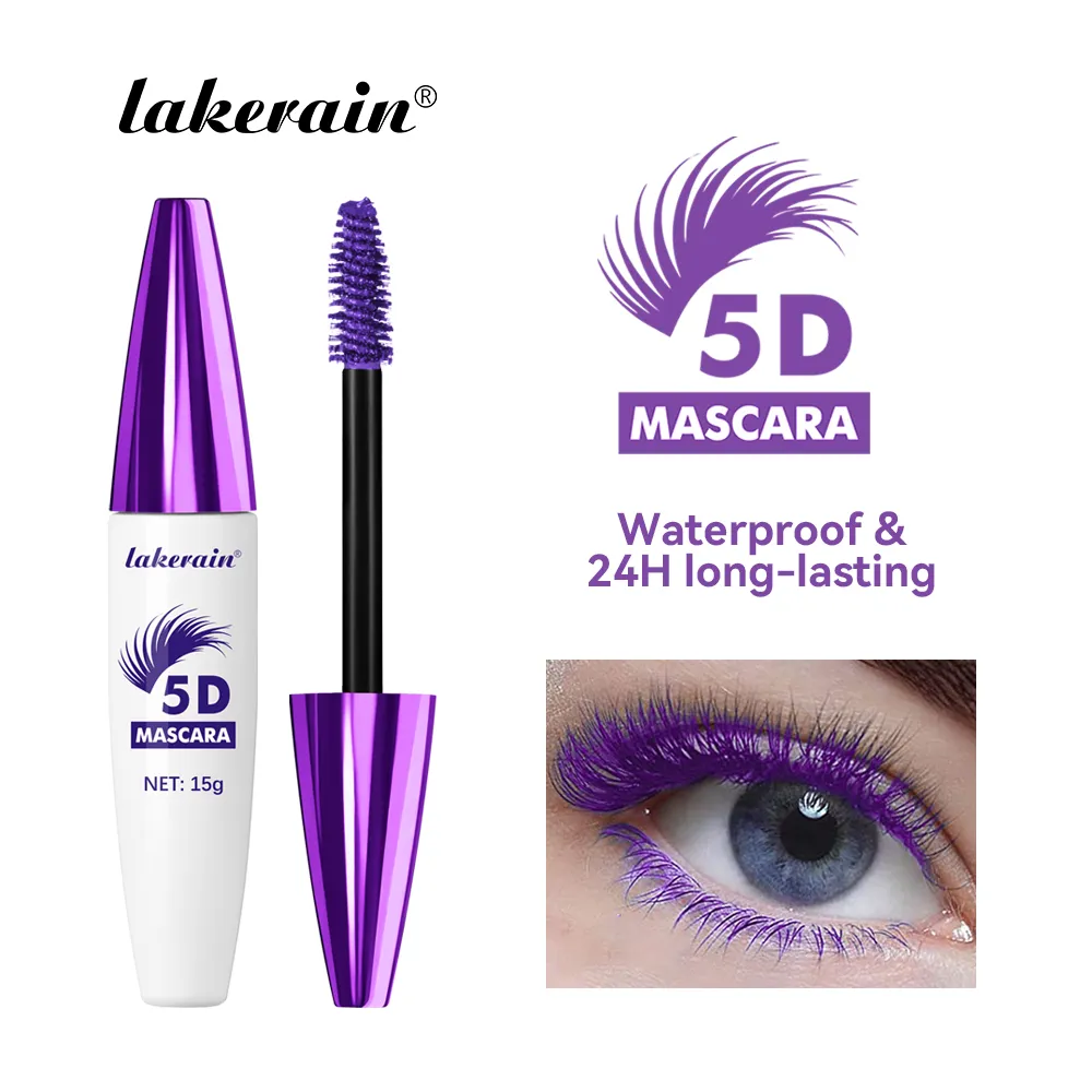 Lakerain 5D Mascara Eyelashes Lengthening Long-Lasting Intense Black Waterproof Nourishing Smudge-Proof Mascara Eye Makeup — image 1