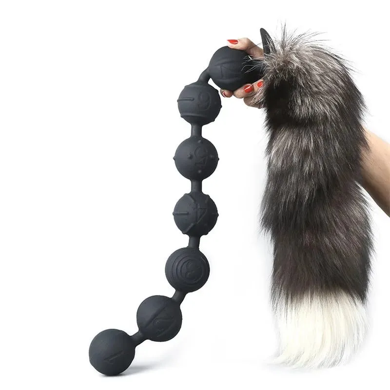 3-7beads Long Large Anal Tail Cosplay Soft Silicone Ball Dilator Sex Toys for Woman Man Anal Plug Massager Pull Beads Buttplug — image 1