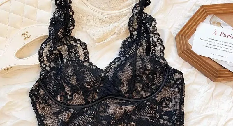 Lace Bralette Set - Wireless Anti Sagging Bra Adjustable Breathable Lingerie No Underwire Comfort Thin Sexy Everyday Wear
