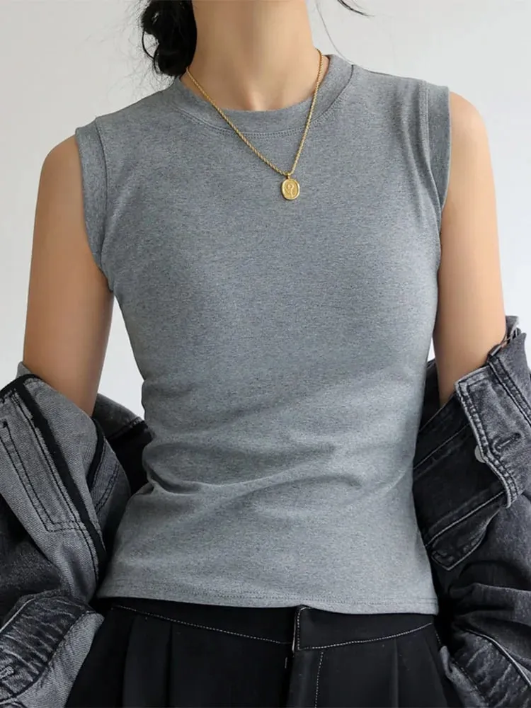 Camisole Vest for Women Cotton Round Neck Colourful Basic Sleeveless Undershirt Tops Tees with Coverage for Side Cleavage — image 5