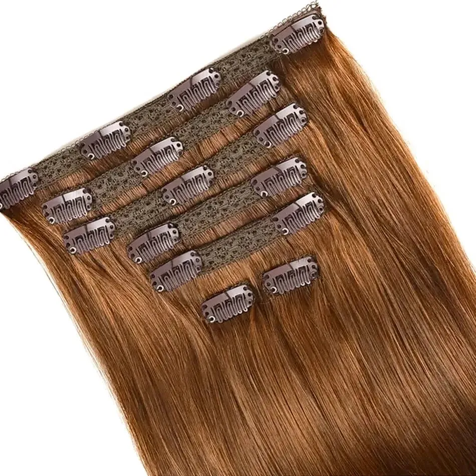 100% Real Human Hair Blonde Clips In Hair Extensions Bundles Natural Black Bulks Blonde 613 Piano Colored Brazilian Hair 30 inch — image 16