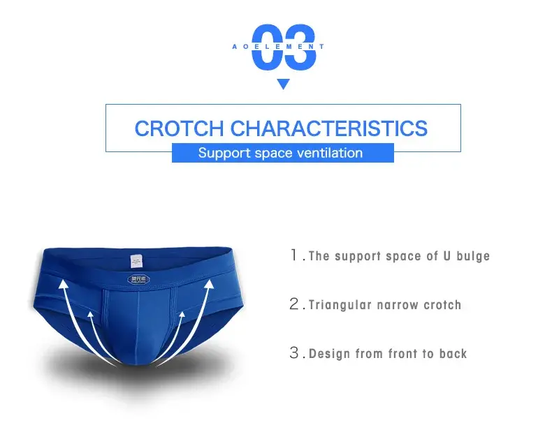 3PC Men's briefs U convex Modal briefs Men's sensible pouch sports wicking sweat breathable mid-waist shorts