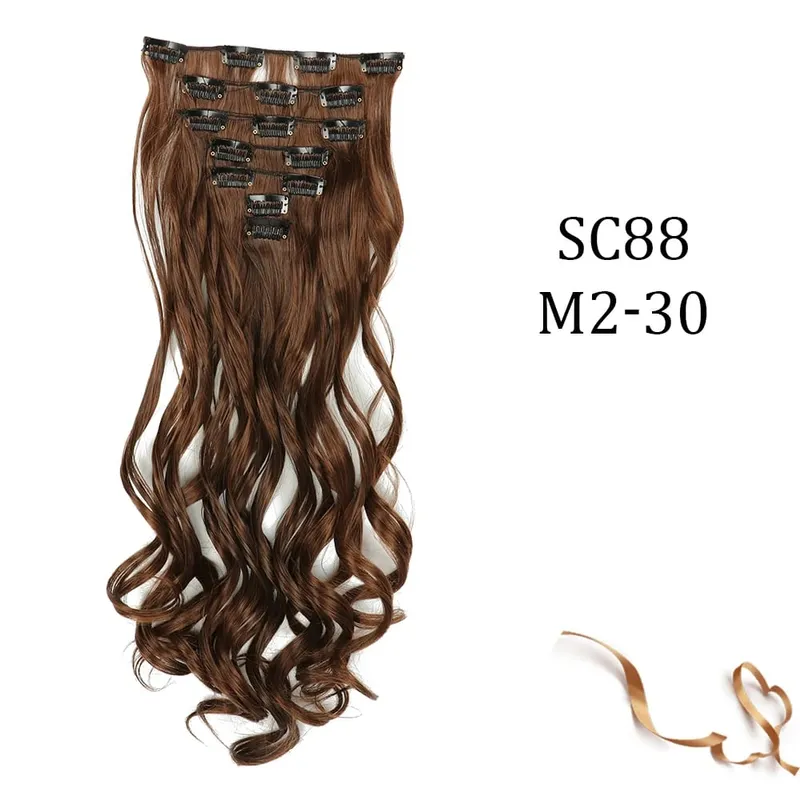 Synthetic 16 Clips In Hair Extension Long Straight Hair Fake False Hairpiece Clip In Hair Extension — image 13