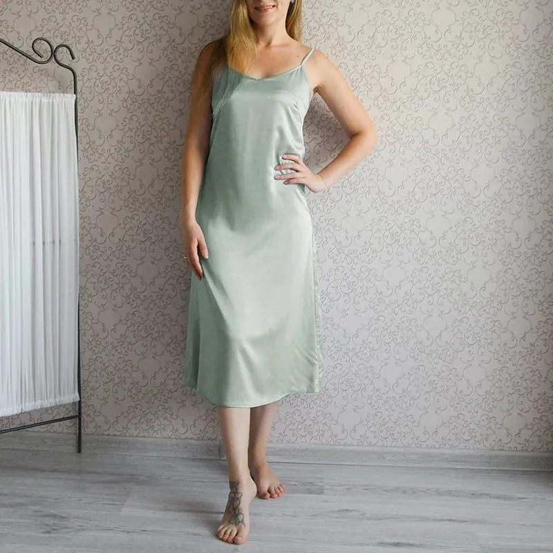 Satin Party Dress Summer Spaghetti Straps V-Neck Backless Long Dresses For Women Sexy Vestidos Clearance — image 1