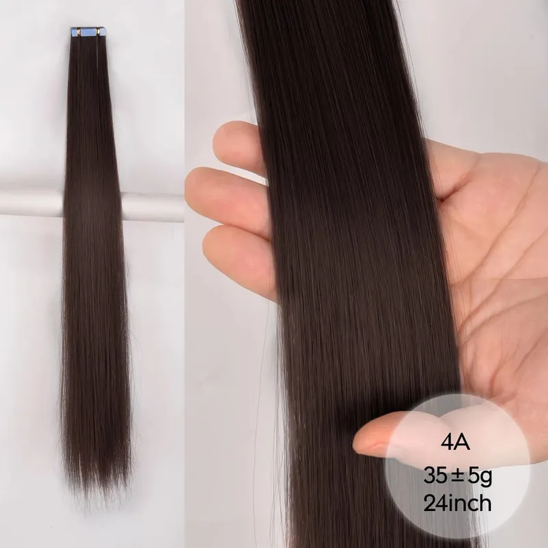 Tape In Straight Synthetic Hair Extensions Invisible Hand Tied Tape in Hair Natural Skin Weft Seamless Double-sided Adhesiv — image 28