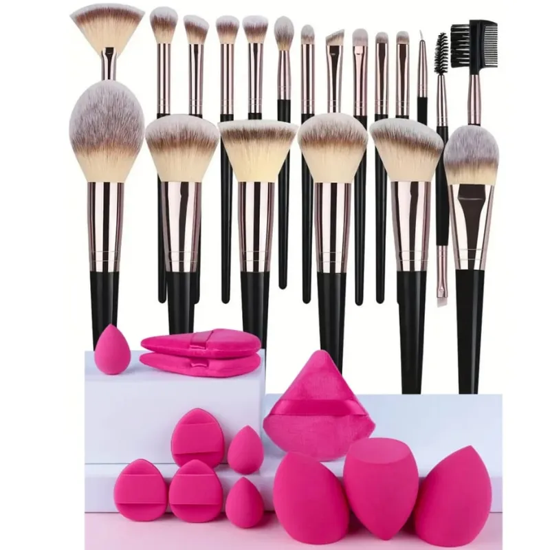 3-20PCS Makeup Brushes Set Eye Shadow Foundation Blush Highlighter Concealer Brush Female Beauty Tool Beauty Sponges Thumb Puffs — image 16