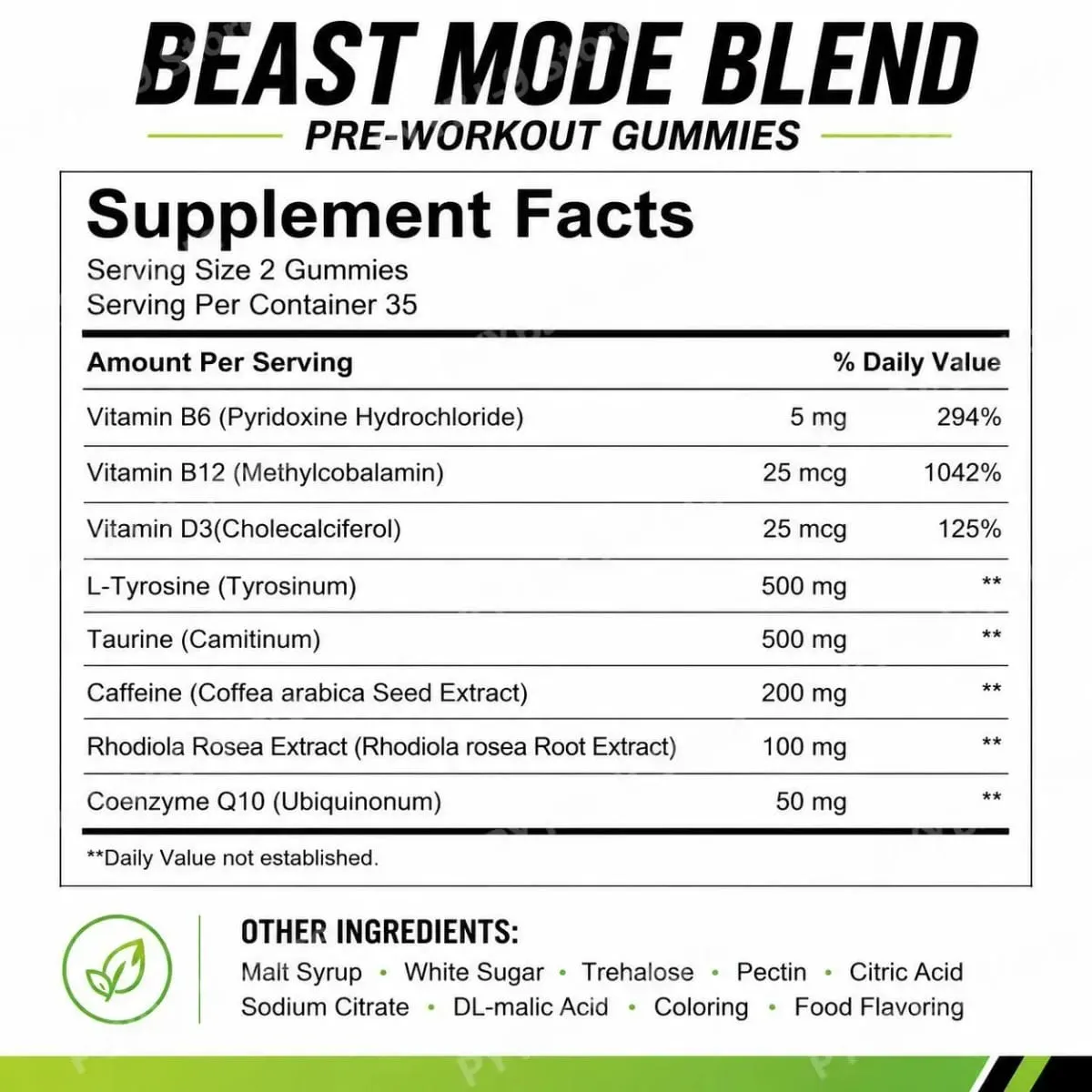 Docteat Beast Mode Blend Pre-Workout-Gummis, Energiefokus und Ausdauerunterstützung für Krafttraining und aktive Tage im Fitnessstudio, 70 Stück — image 6