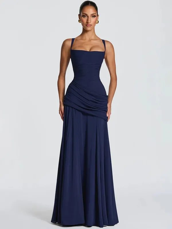 Mozision sexy maxi šaty bez ramínek bez ramínek Bodycon Ruched Club Party Dlouhé šaty Dámské — image 5