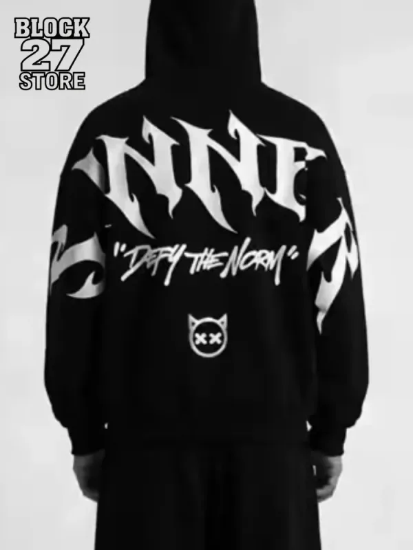 Sweat à capuche surdimensionné imprimé gothique Sinner Defy The Moon pour hommes, Streetwear noir, moto, pull décontracté, sweat-shirt à capuche