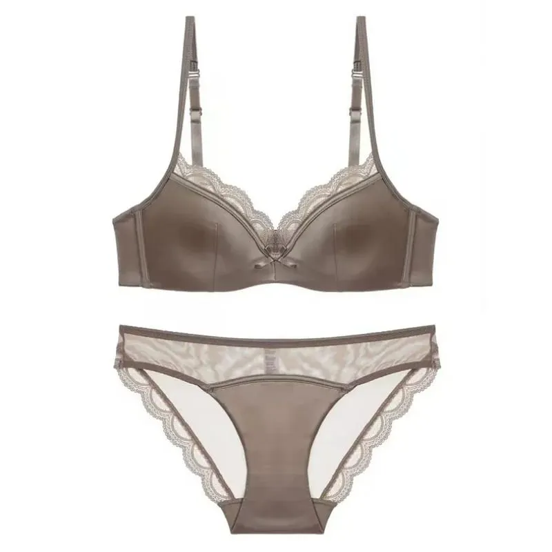 French Lace Underwear Female Breathable Thin Section Adjustable Anti-Sagging Comfortable Sex Lace Small Breasts Gathered Bra