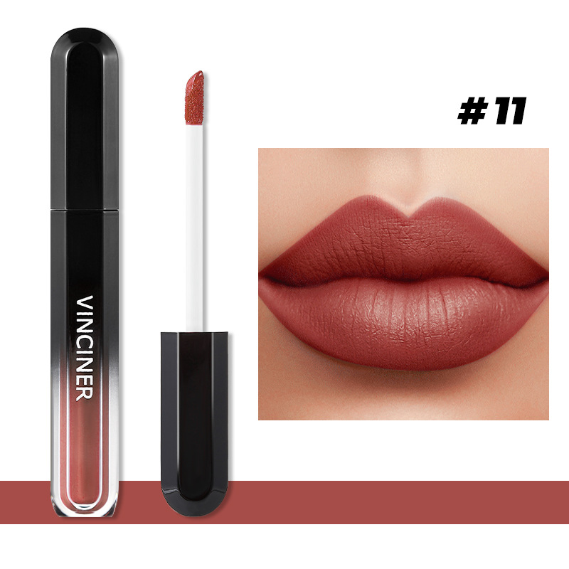 12 Colors Liquid Lipstick Matte Dark Brown Lip Gloss Cosmetic Waterproof Red Lip Glaze Non-stick Cup LongLasting Lip Tint Makeup — image 17