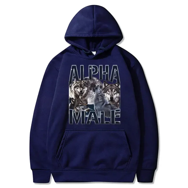 Wolf Pack Hoodie Unisex Alpha Male Moon Funny Retro Vintage Aesthetic Cool Trendy Oversized Casual Sport Sweatshirts — image 4