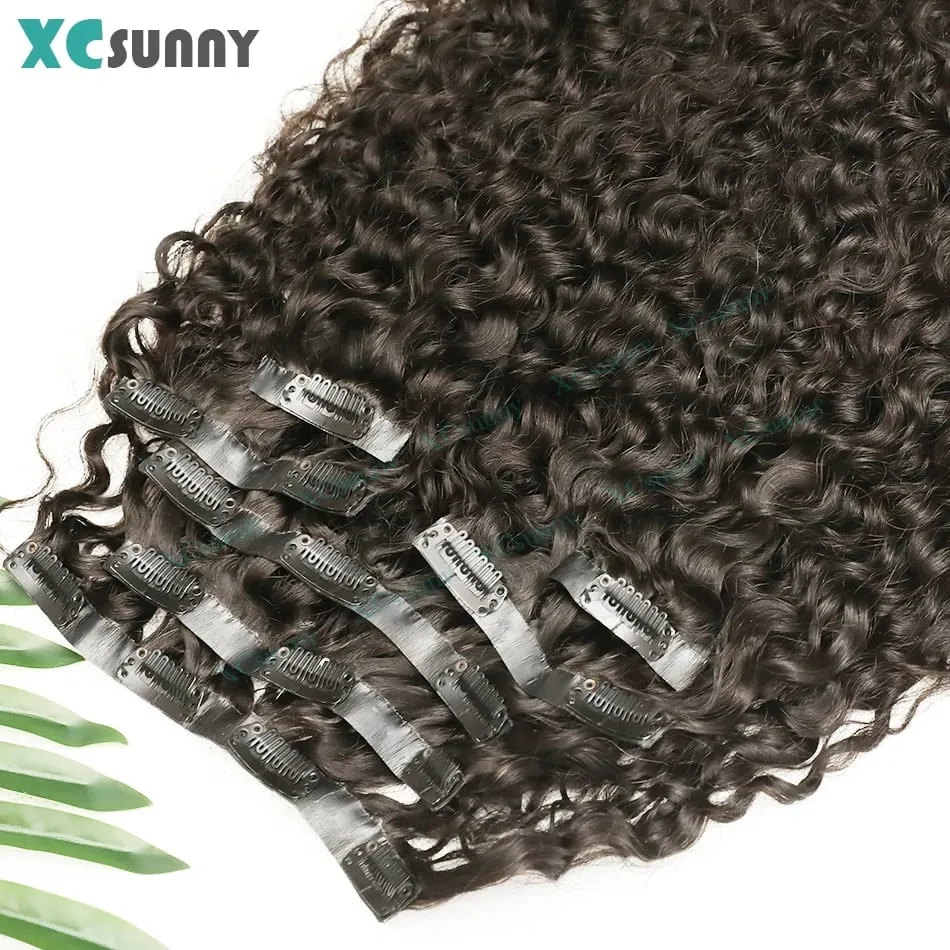 Curly Clip In Hair Extensions Human Hair Seamless PU Clip Ins Human Hair Extensions Double Drawn Skin Weft Clip In For Women
