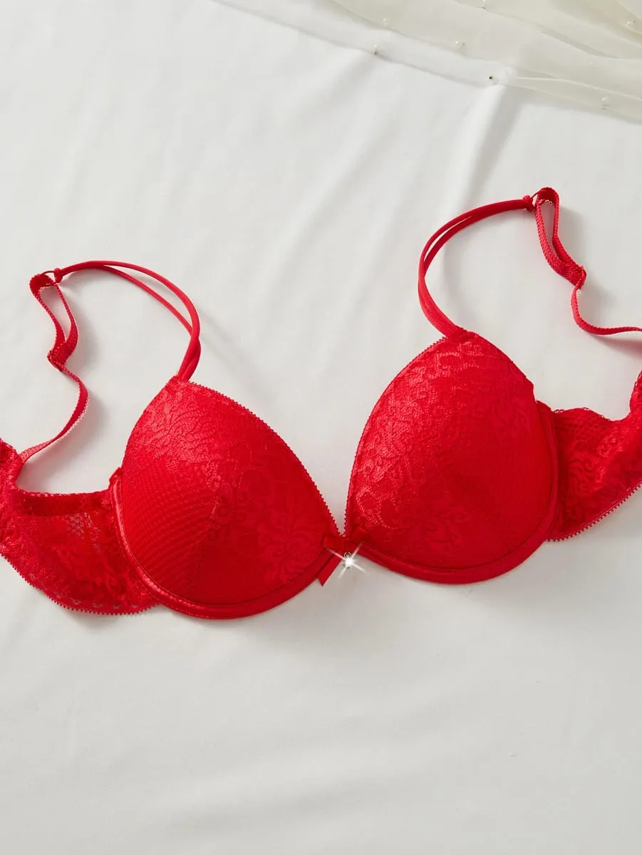 4 conjunto feminino floral renda lingerie conjunto underwire push up sutiã respirável pura oco calcinha senhoras conjunto de roupa interior