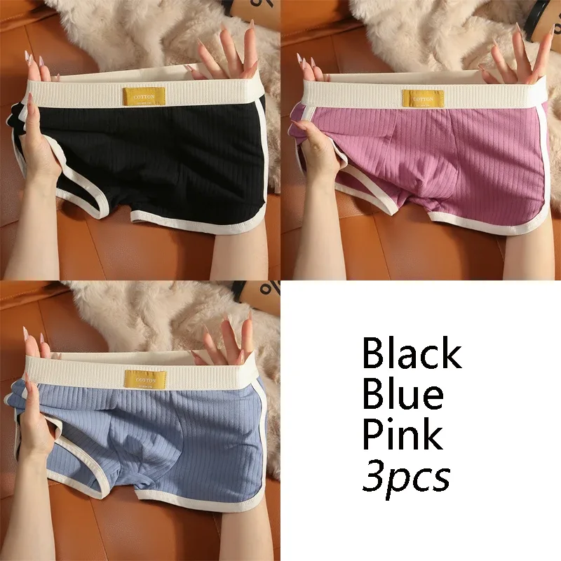 [Bloom the love] Striped Boxer Men Underwear Hot Underpants Cotton Boxershort Mens Boxers Man Cuecas Masculina Size M-3XL XS301