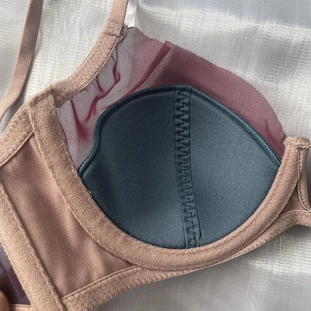 French Mesh Sexy Smooth Underwear Push-up Thin Cup Bra Soft Underwire Bra — image 5
