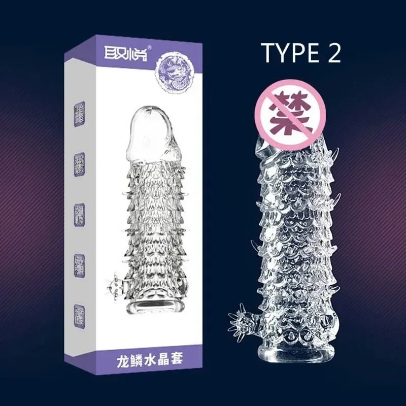4 Types Thicken Penis Enlarge Sleeve Reusable Condom Cock Extender Delay Ejaculation Sex Toys for Men Intimate Goods — image 7