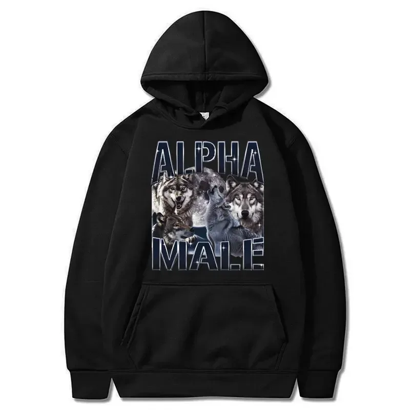 Wolf Pack Hoodie Unisex Alpha Male Moon Funny Retro Vintage Aesthetic Cool Trendy Oversized Casual Sport Sweatshirts — image 2