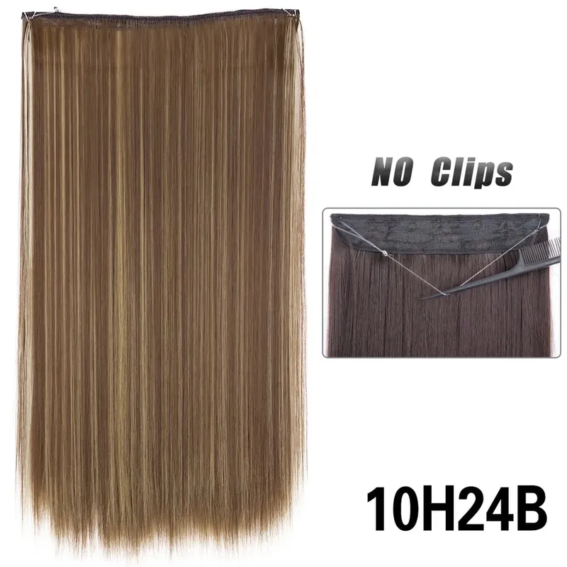 No Clips Hair Extensions Invisible Wire Long Straight Synthetic False Hair Piece 80cm Black Brown Blonde Hairstyle — image 16