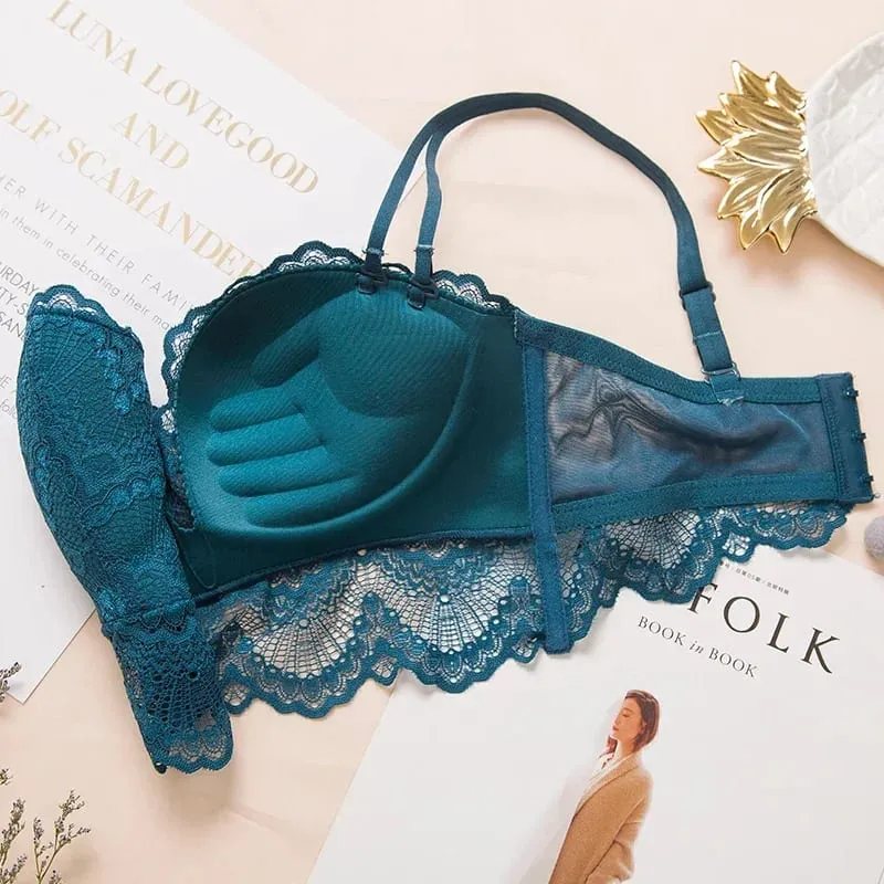 Sexy Push Up Bra Lingerie Set - Comfortable Wireless Lace Underwear Massage Palm Cup for Lift 75C/80C/85C — image 3