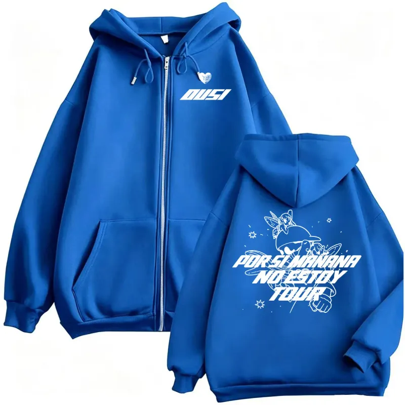 Omar Courtz Por Si Manana No Estoy Tour Zipper Hoodie Men Women Harajuku High Street Sweatshirts Jacket Long Sleeve Zip Up Coats